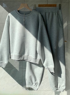 卫衣卫裤两件套 秋圆领 休闲 棉 宽松运动套装 女 少量无补2025