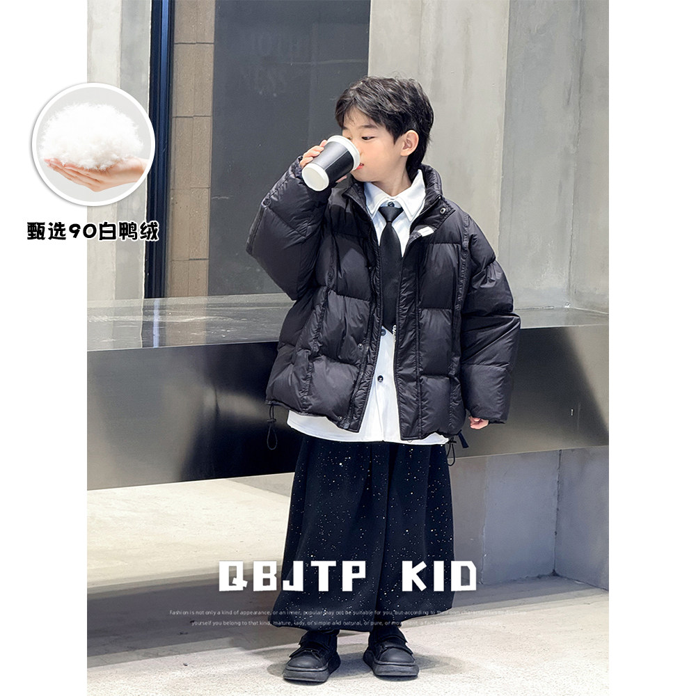 Q宝家童品秋冬新款 男童白鸭绒黑色羽绒服儿童冬季保暖羽绒外套潮,童装/婴儿装/亲子装,羽绒服,淘宝优惠券,粉丝福利购,淘宝优惠卷