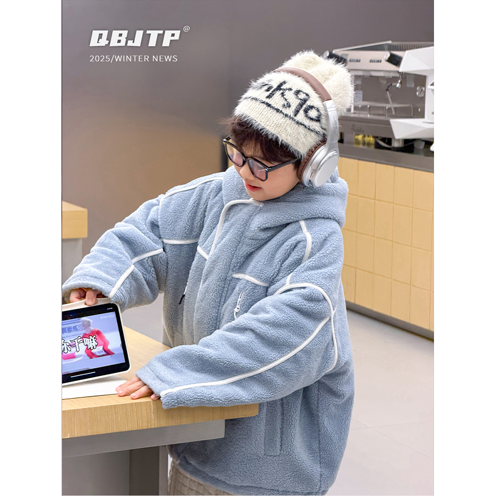 儿童外套冬季夹棉拉链外套帽衫