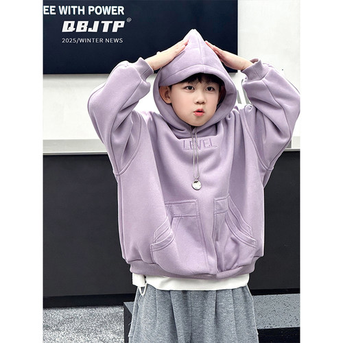 儿童卫衣中大童冬季加绒外套上衣