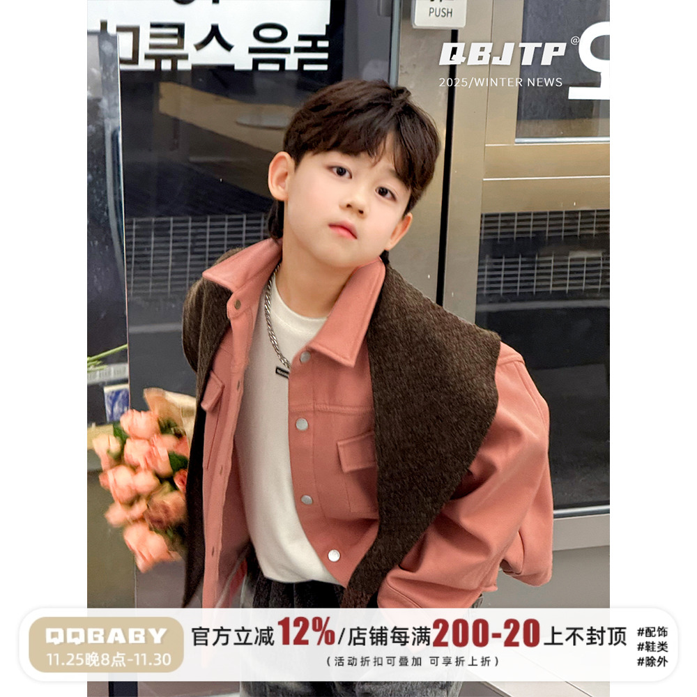 儿童夹克外套冬款加绒男童衬衫