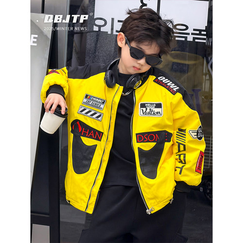 男童机车服外套冬季夹棉儿童夹克