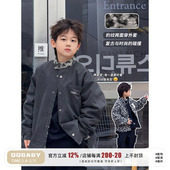 Q宝家童品12月新款 豹纹夹克上衣潮 加厚儿童时尚 男童衬衫 外套冬季