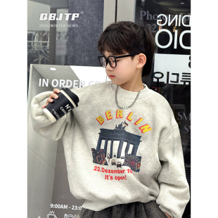 百搭上衣 外套男童时尚 Q宝家童品10月新款 儿童加绒卫衣中大童冬季