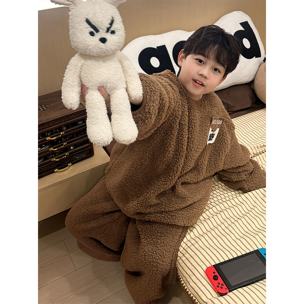 儿童睡衣套装秋冬休闲男童家居服