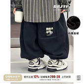 男童冬装 宝宝时尚 加绒卫裤 Q宝家童品11月新款 儿童美式 运动裤 长裤