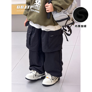 子儿童韩系百搭休闲裤 Q宝家童品11月新款 冬款 裤 潮 男童加绒工装
