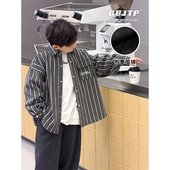 儿童冬款 衬衫 加绒韩系条纹衬衣上衣潮 男童长袖 Q宝家童品11月新款