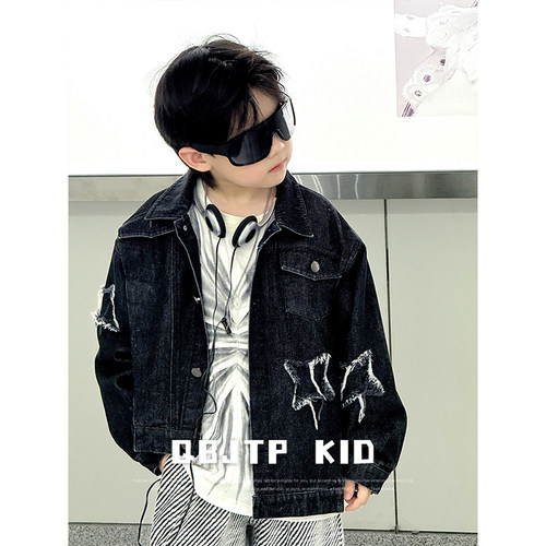 儿童牛仔外套秋款男童时尚夹克