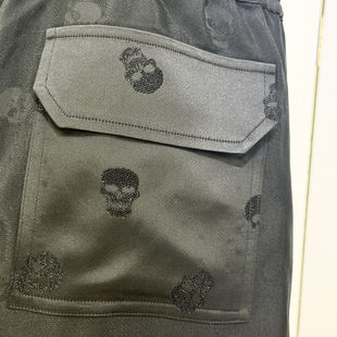 醋酸骷髅男士 超酷丝滑五分短裤 夏季 丝绸拳击短裤 新款 时着mcq风格