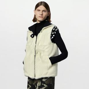 时着白貂95鹅绒双面丝绸缎面皮草马甲riri拉链无袖水貂外套羽绒服