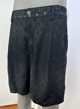 时着超细纱丝绸剪花冰凉男士夏季时装短裤双褶百搭riri拉链五分裤