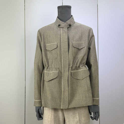 LORO秋季羊毛真丝拉链时装外套