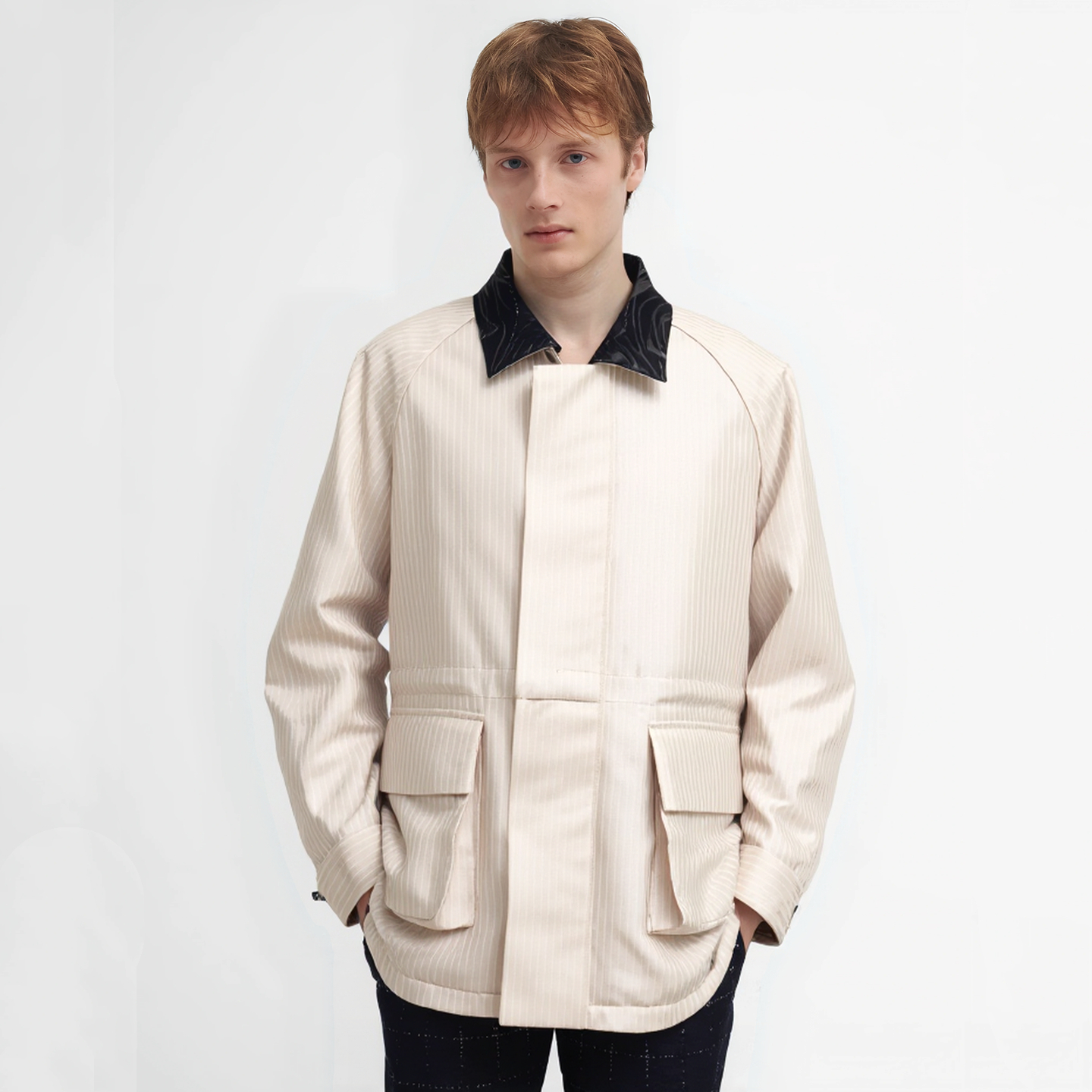 95鹅绒珠光羊毛派克羽绒服