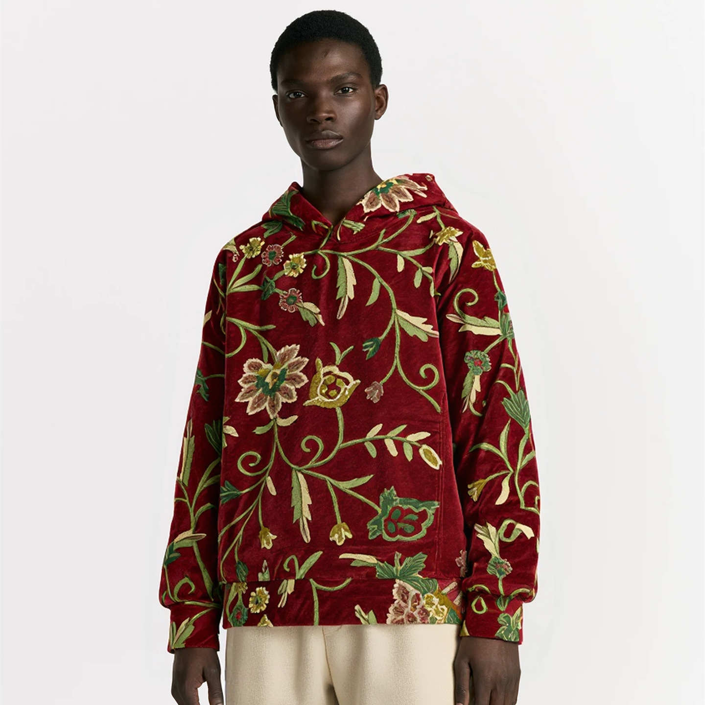 印度天鹅绒手工刺绣男士连帽卫衣