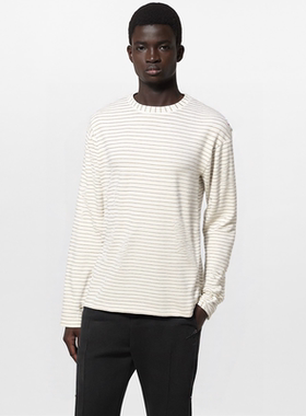 时着超软糯金丝交错男士时装长袖T恤星光闪闪overlock打底针织衫