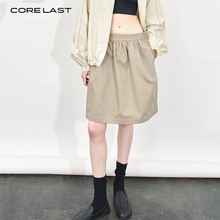 CORELAST春季新款日本进口斜纹棉质休闲简约廓形中腰短裙半身裙