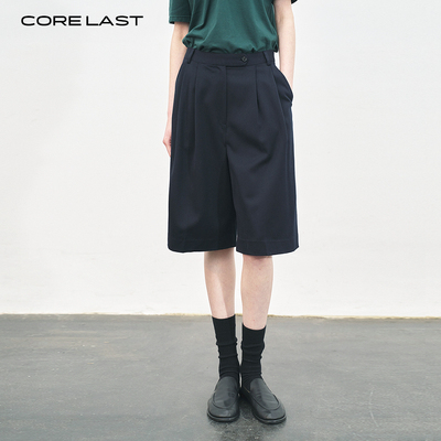 CORELAST夏季新款韩国进口随性复古连腰遮肉显腿长经典中裤五分裤