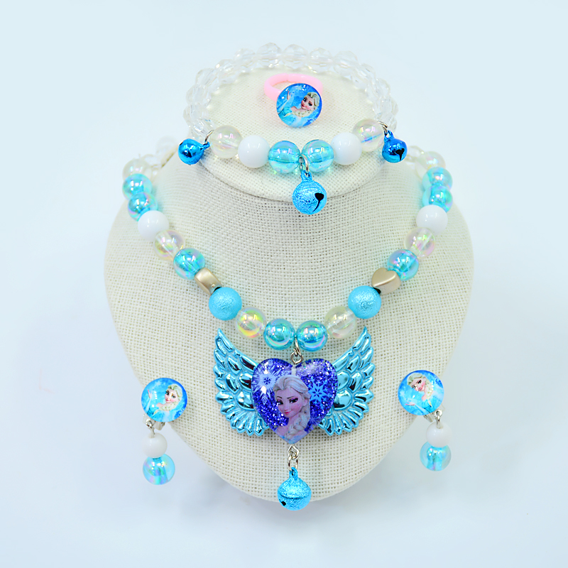 儿童项链手链耳夹套装头饰卡通