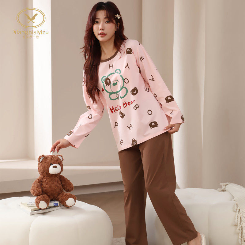 香旎思女纯棉拉架卡通家居服舒适