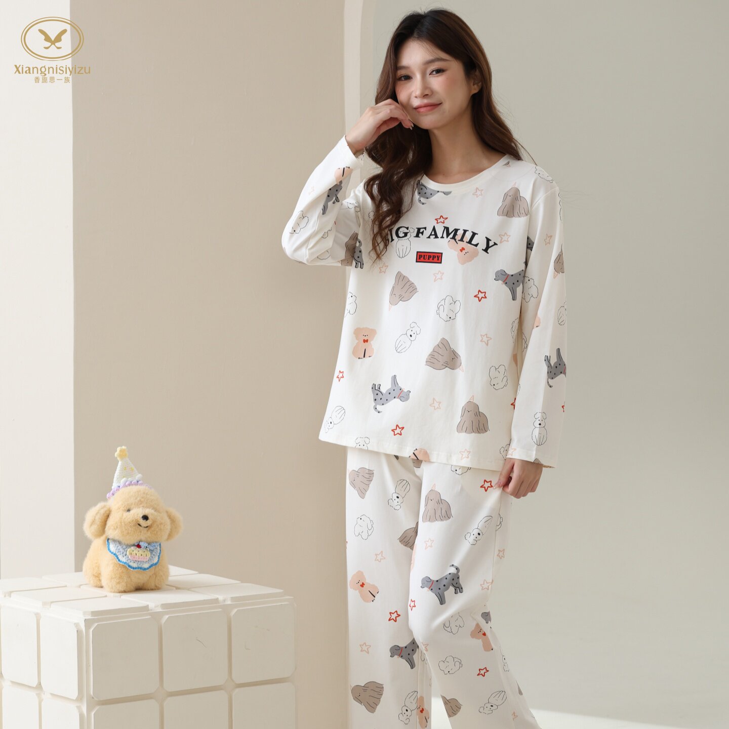 香旎思一族女纯棉拉架甜美家居服
