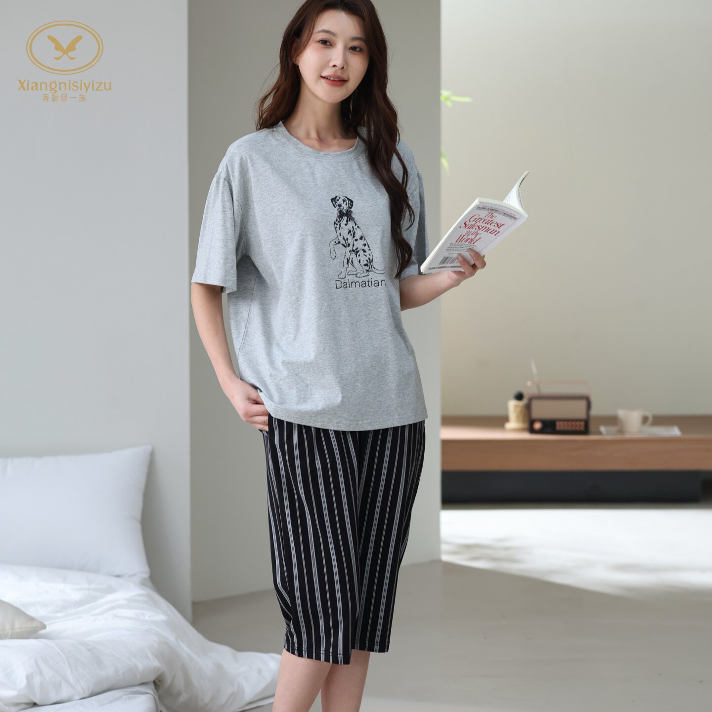 香旎思一族女夏在家穿纯棉家居服