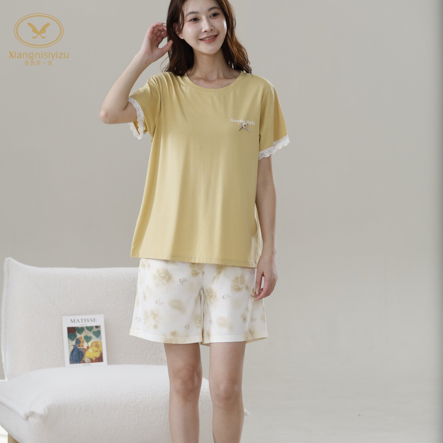 香旎思一族女夏纯棉莫代尔家居服