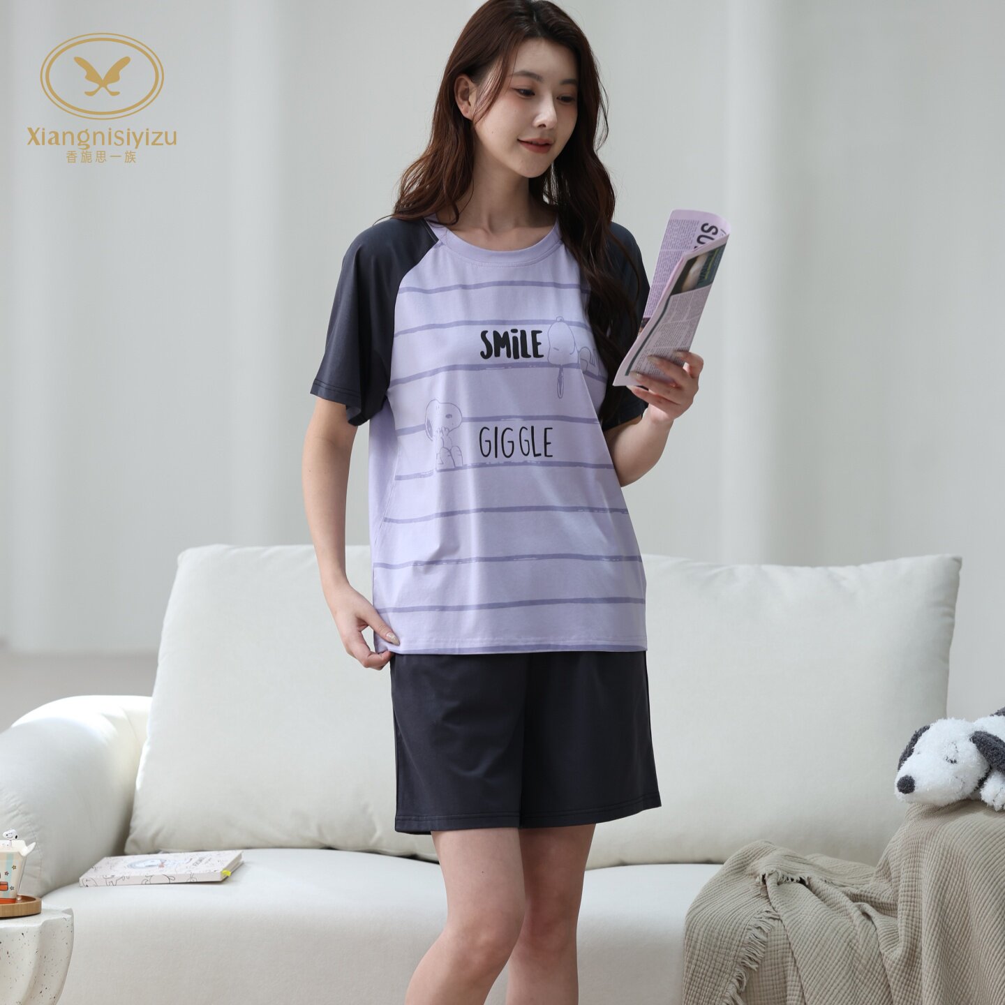 香旎思一族女夏纯棉莫代尔家居服