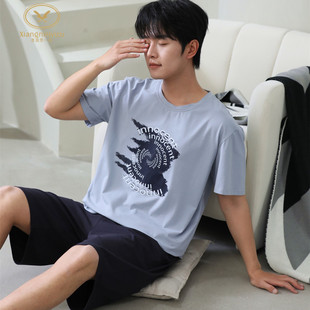 夏季 香旎思一族男士 纯棉拉架圆领套头舒适休闲在家穿二件套家居服