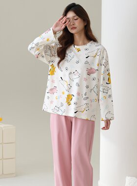 香旎思一族女卡通纯棉磨毛家居服