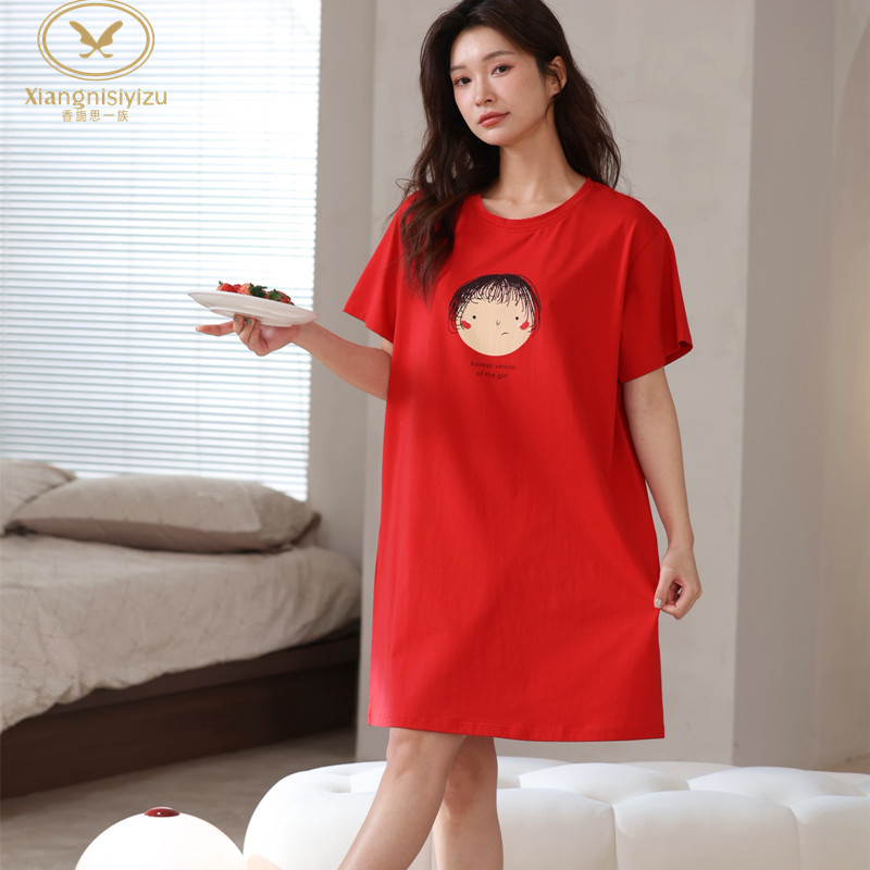 香旎思一族夏纯棉甜美卡通家居服