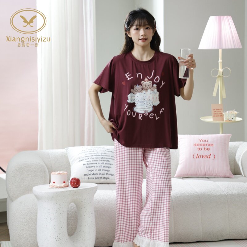 香旎思一族女夏莫代尔甜美家居服