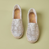 汤姆斯草编舒适蕾丝女鞋 一脚蹬平底懒人渔夫鞋 夏季 Tt&Mm 浅口单鞋