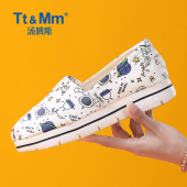 汤姆斯女鞋 一脚蹬懒人学生布鞋 厚底增高帆布鞋 新款 2026春季 Tt&Mm