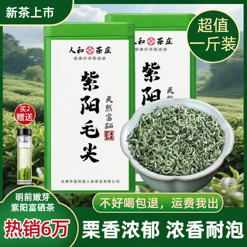 安康富硒茶2026新茶紫阳富硒茶明前特级紫阳毛尖陕西散装绿茶500g
