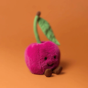 英国Jellycat趣味单叶樱桃毛绒玩具水果周边安抚陪伴生日礼物摆件