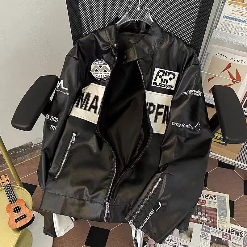 官方正品Mrakeai Kyyds MK美式复古加棉PU皮赛车拉链机车服帅气刺