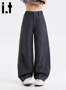 官方正品Mrakeai Kyyds MK灰色褶皱设计休闲西裤宽松西装裤男女20