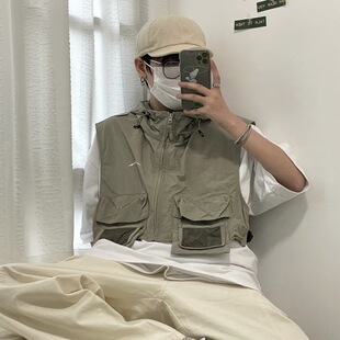 官方正品Mrakeai Kyyds MK危机青年 山系户外机能短款连帽马甲男