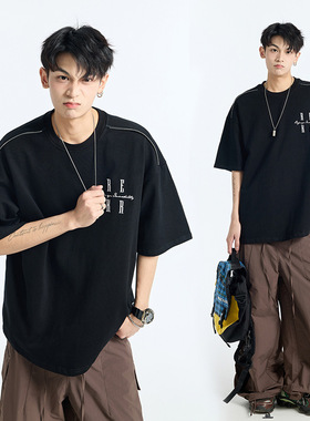 官方正品Mrakeai Kyyds MK320克重磅拉链短袖男夏季新款设计感百