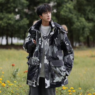 官方正品Mrakeai Kyyds MK美式迷彩毛领羽绒服男款冬季加厚保暖鸭