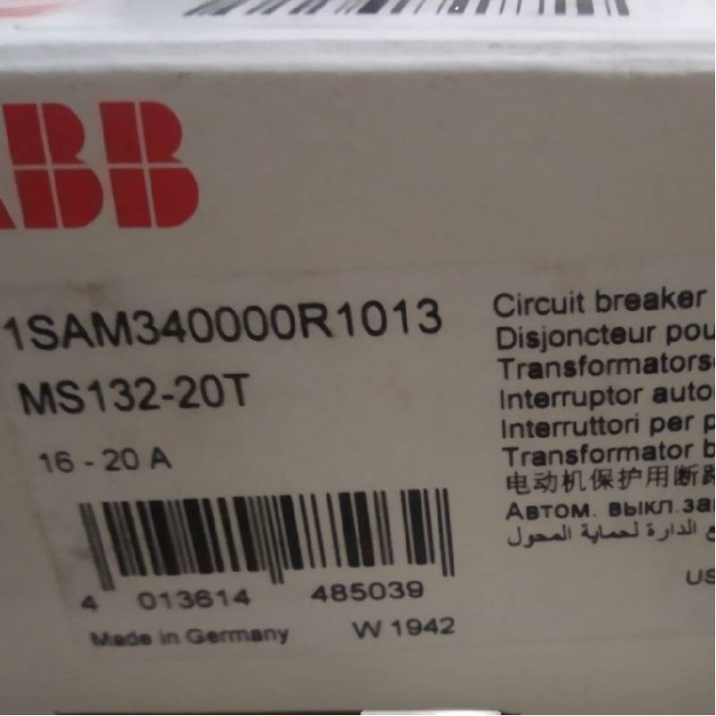 MS132系列 ABB电机启动器 MS132-20T物料1SAM340000R1013进口询价