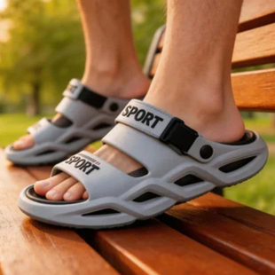 外穿拖鞋男款夏季2026新款室内居家防滑踩屎感带后跟旅行沙滩凉鞋