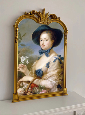 法式复古客厅油画雕花框装饰画玄关花卉油画壁炉画走廊画宫廷人物
