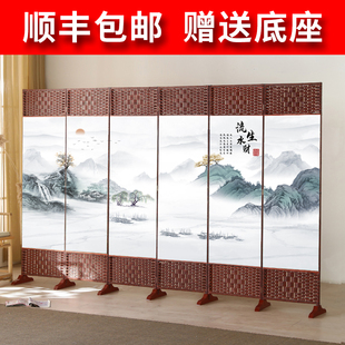中式 简易卧室遮挡帘挡板折叠移动家用办公室 屏风隔断客厅2025新款