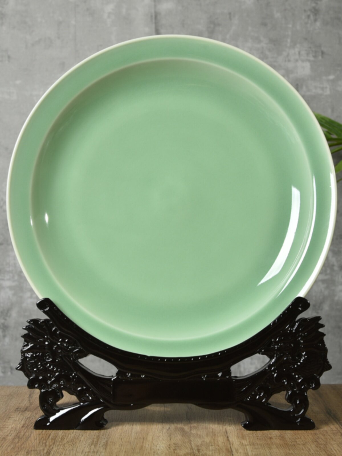 LONGQUAN 청자 일반 교수형 접시 장식품 세라믹 공예 장식 접시 거실 입구 집 집들이 선물 30CM