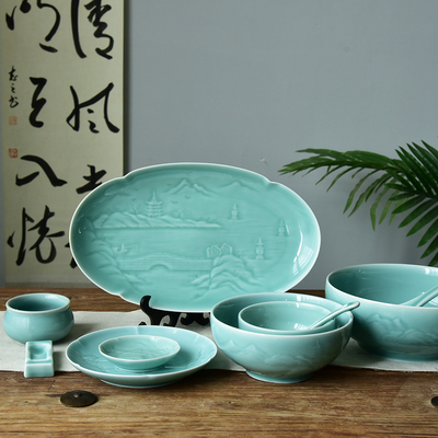 龙泉青瓷西湖餐具单品组合