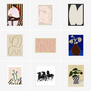 丹麦Kunstary抽象艺术海报北欧客厅卧室侘寂风民宿挂画装饰画芯