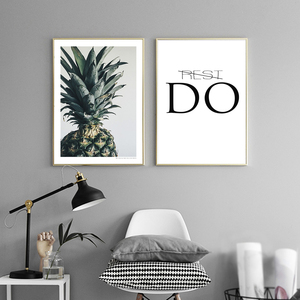 Ins北欧风格装饰画画芯画布菠萝字母高清微喷打印挂画壁画画心