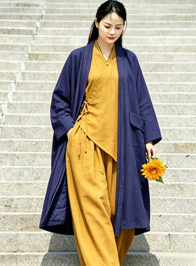 苇素中式加厚棉衣汉服，宽松保暖
